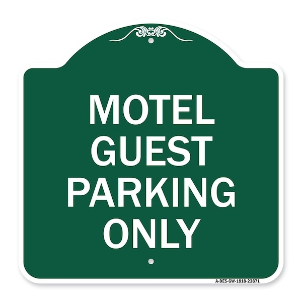 Signmission Designer Series Motel Guest Parking Only, Green & White Aluminum Sign, 18" x 18", GW-1818-23871 A-DES-GW-1818-23871 - main